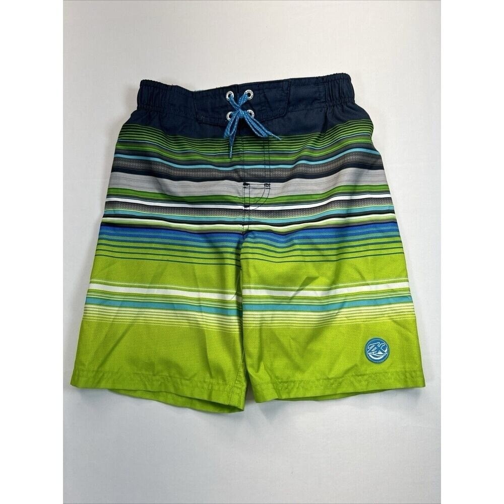 Zero Xposur Boys Swim Trunks Size 7 Large Aqua Green‎ Board Shorts Swimwear